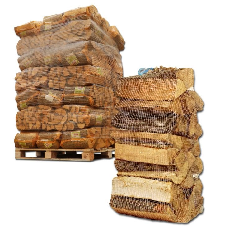 40 Netzsäcke mit Holzscheiten zu je 25 kg – Hartholzmischung 30 cm – Produktansicht 1