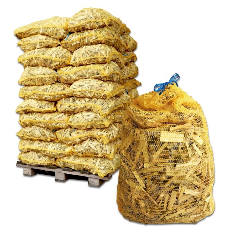 50 Netzsäcke – Anzündholz – Weichholz, Kaliber 8 cm – Produktansicht 1