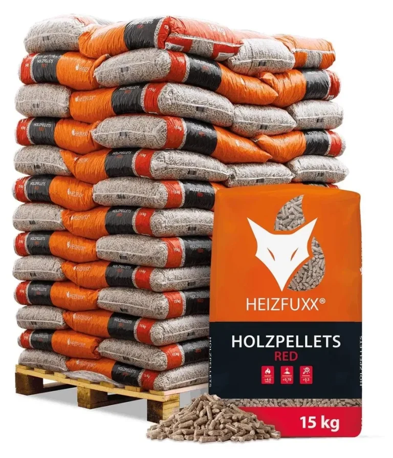 Heizfuxx Red ENplus A1 – 6-mm-Hartholzpellets auf 975-kg-Palette – Produktansicht 1