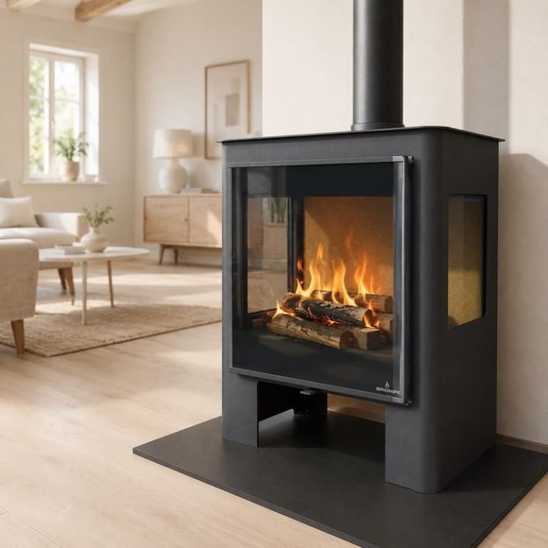 Holzofen 3 Sichtscheiben anschließbar – BRONPI Loreto 10 kW – Produktansicht 1