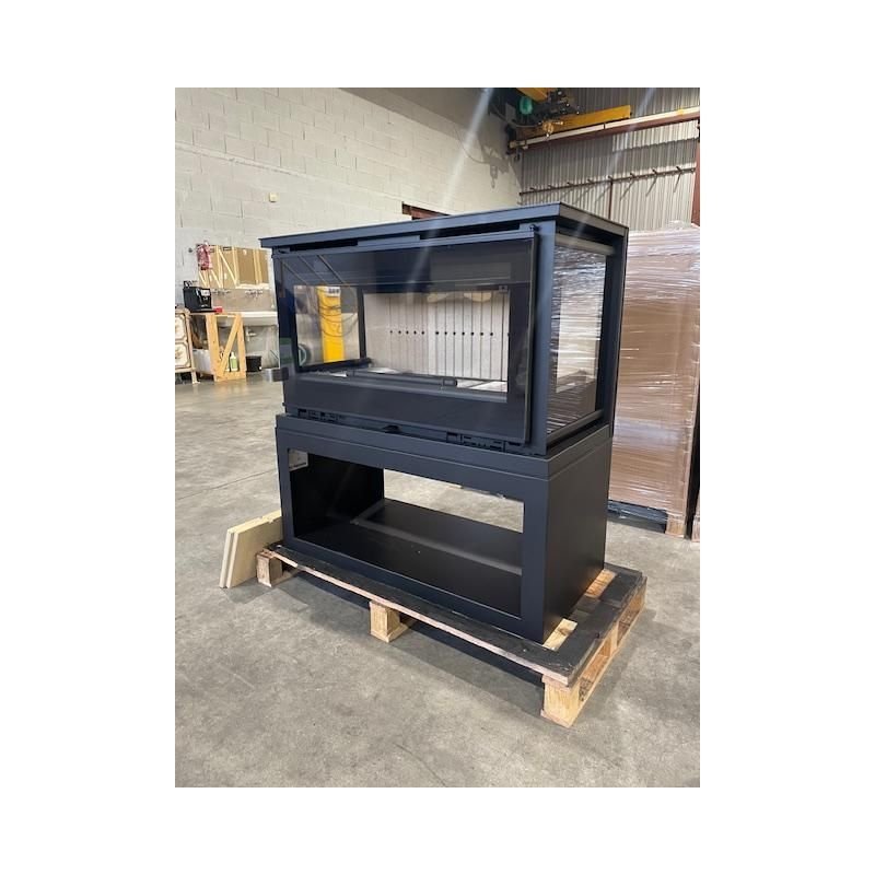Holzofen anschließbar 3 Sichtscheiben mit Holzfach – FIREMATIC Calgary – L 13.5 kW – Produktansicht 3