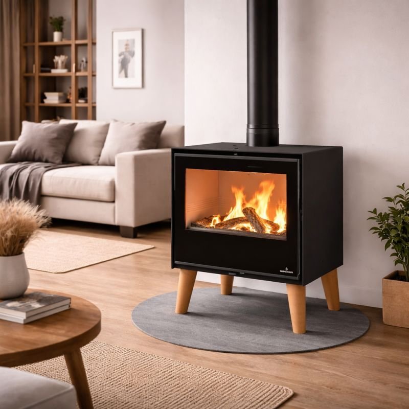 Holzofen auf Standfüßen – BRONPI Arus 9.5 kW – Produktansicht 1