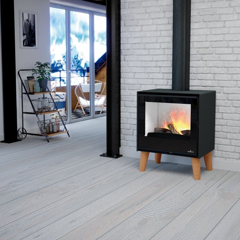 Holzofen auf Standfüßen – BRONPI Arus 9.5 kW – Produktansicht 3