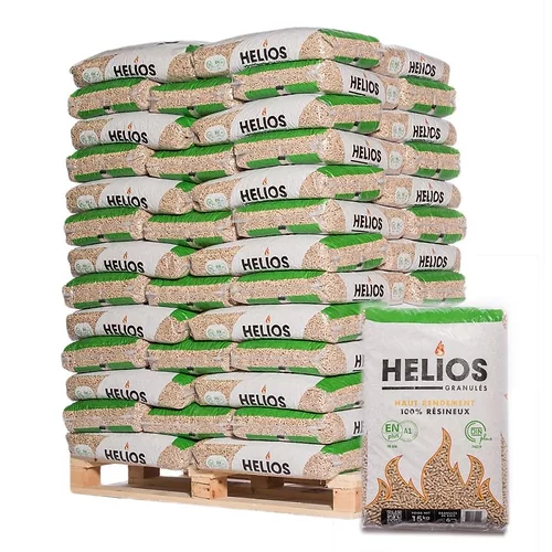 Holzpellets HELIOS-Palette mit 65 Säcken zu je 15 kg – Produktansicht 1